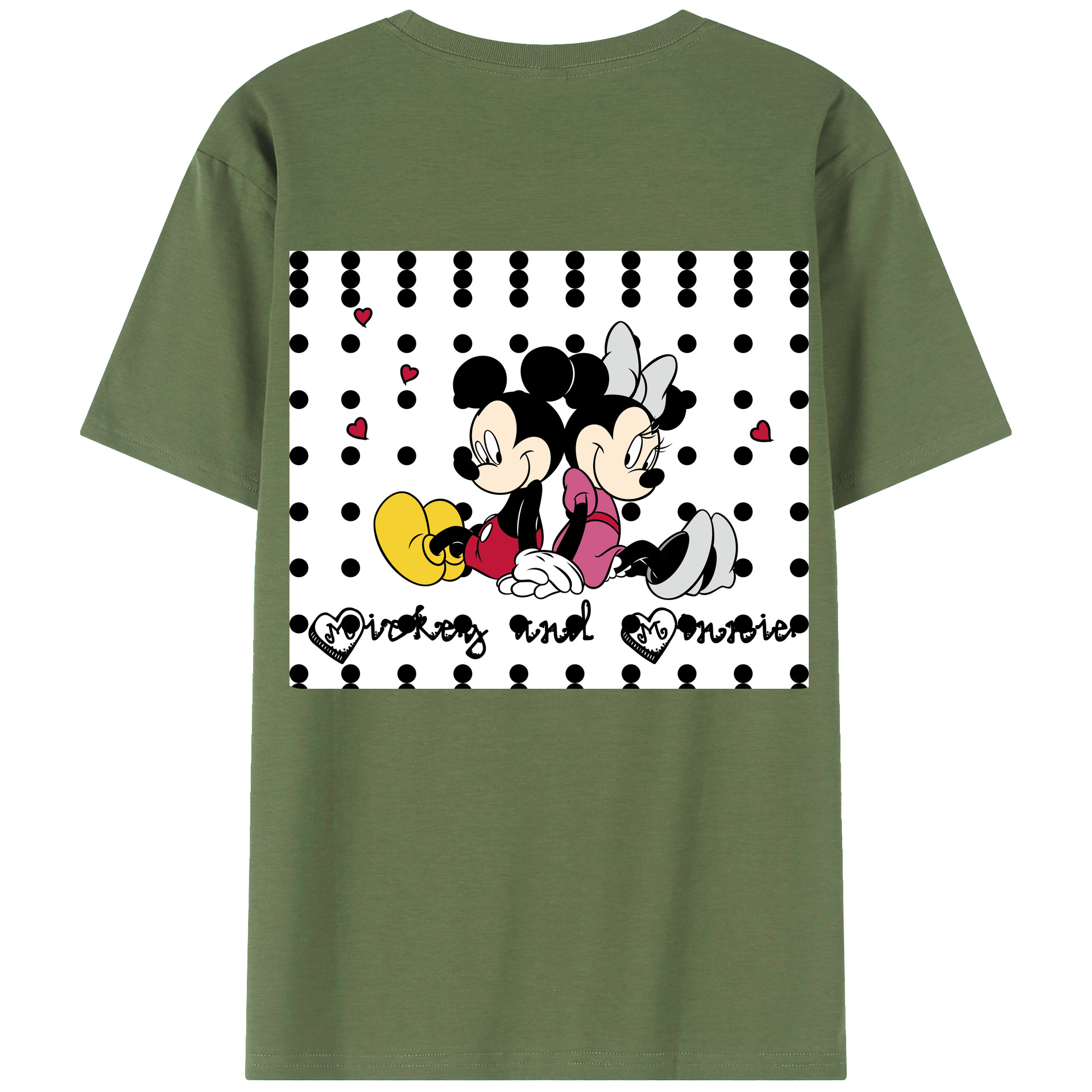 ミッキーマウス Mickey Mouse 綿100％ メンズ半袖Tシャツ（バックプリント） 通気性